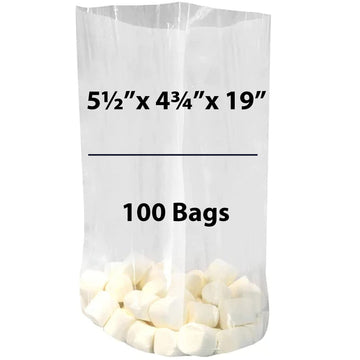 Clear Gusseted Poly bags 0.75 Mil, 5.5 inch X 4.75 inch X 19 inch Pack of 100 Bags